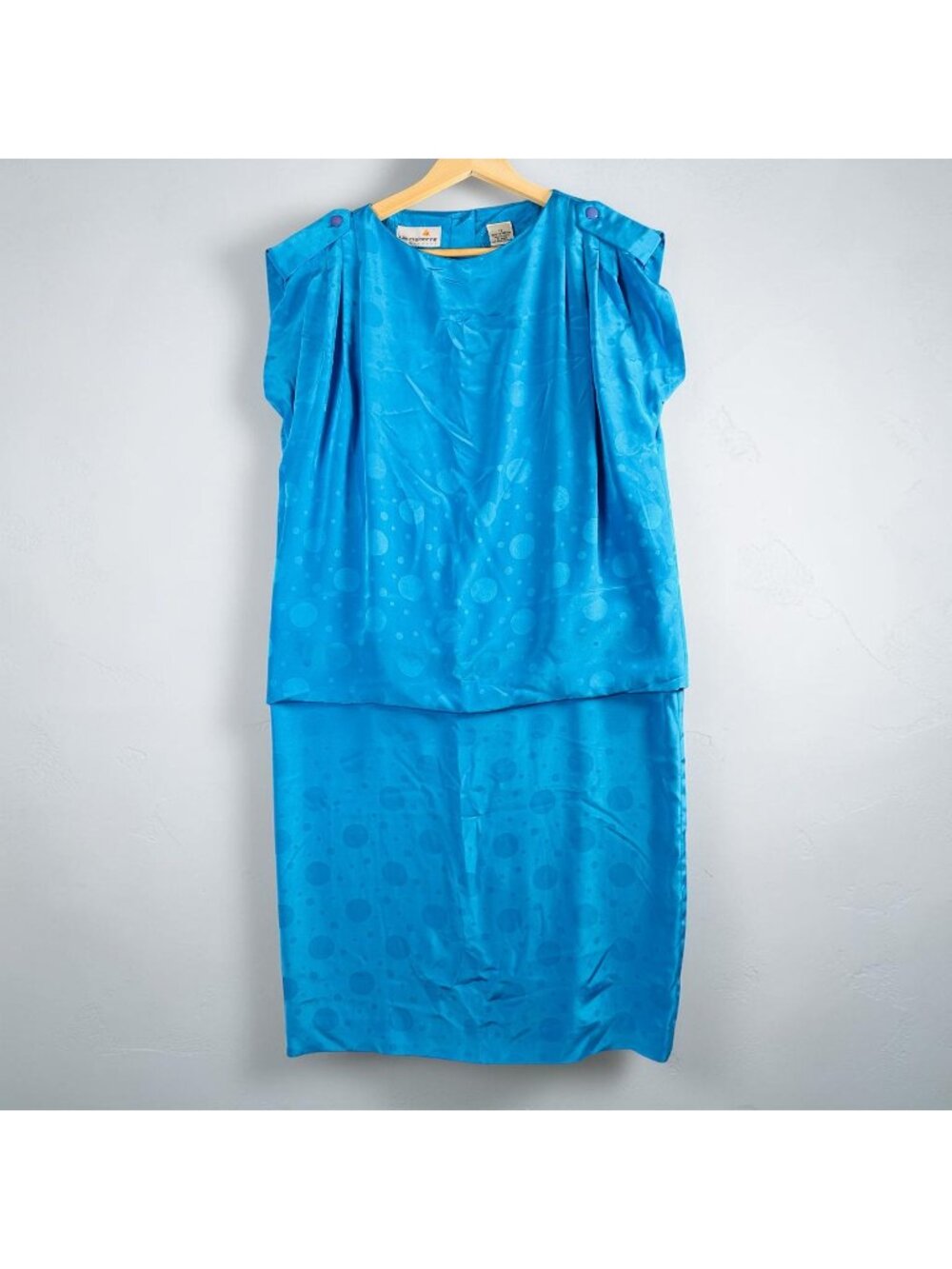 Vintage Liz Claiborne Teal Blue Polka Dot A-Line Dress Size 10